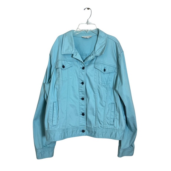 Talbots Blue Button Up Denim-Style Jacket Size XL Casual Springy Coastal Preppy - Picture 1 of 10